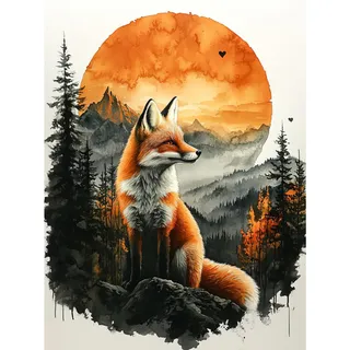 RICUVED Fuchs Diamond Painting,5D Diamant Painting Bilder Erwachsene Tiere Diamond Painting Kinder, Full Drill Diamond Art Diamant Malerei Bilder für Home Dekor 30x40cm