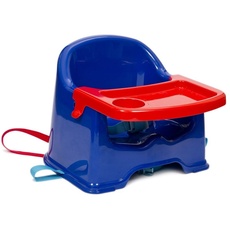 Bild Sitzerhöhung mit Befestigungsgurten und Tablett blau/rot