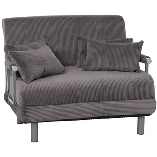 Mendler Schlafsessel HWC-K29, Klappsessel Schlafsofa Gästebett, Liegefläche 190x100cm, Stoff Cord (330g/m2) ~ dunkelgrau