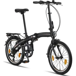 Licorne Bike Phoenix 2D, 20 Zoll Aluminium-Faltrad-Klapprad, Scheibenbremse, Discbremse, V-Bremse Faltfahrrad-Herren-Damen, 7 Gang Kettenschaltung - Folding City Bike, Alu-Rahmen, StVZO, Vorderlampe, Hinterlampe