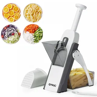 QYKIC Gemüseschneider, Verstellbar Gemüsehobel Mandoline Vegetable Slicer Kartoffelschneider Zwiebelschneider