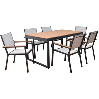 HOME DELUXE Garten-Sitzgruppe SIERA SEDIA aus robustem Aluminium | Gartenmöbel, Gartengarnitur, Balkontisch, Terrassenmöbel - Dunkelgrau