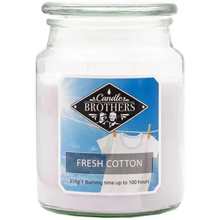 Candle Brothers Große Duftkerze im Glas | Fresh Cotton | Duftkerze Frische Wäsche | Kerze mit mehreren Dochten | Kerze lange Brenndauer (100h) | Kerzen Weiß