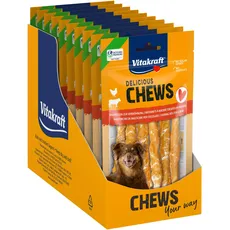 Vitakraft Chews, Hundesnack, Kaurolle zur Belohnung, aus getrockneter Rinderhaut, umwickelt mit Hühnchenfleisch, fettarm, ohne Zusatz von Zucker und Getreide (10x 70g)