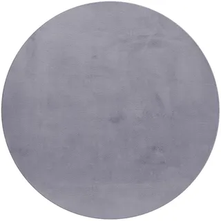 Ayyildiz Teppiche Hochflor-Teppich »POUFFY 5100« rund 20 mm Höhe Läufer, weicher glatter Softflor, Kaninchen Fell Haptik, waschbar, grau