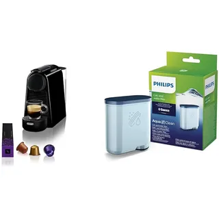 Nespresso De'Longhi EN 85.B Essenza Mini Kaffeekapselmaschine & Philips AquaClean Kalk- und Wasserfilter für Espressomaschine, Kein Entkalken bis 5000 Tassen, Einzelpack
