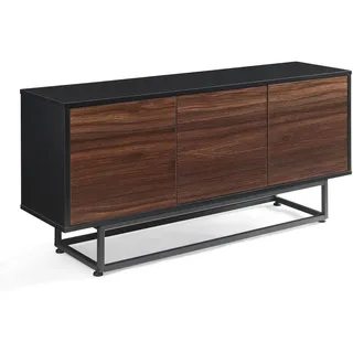 [en.casa] Sideboard Boxholm , Walnussfarben, Schwarz , Metall , 2 Fächer , Rechteckig , 120x55x30 cm , Kleinmöbel, Kommoden, Sideboards