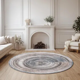 WTHYGB Abstrakt Rund Teppich Waschbarer, 90 cm Runder Wohnzimmer Schlafzimmer rutschfest Carpet, Kunstwolle Küchenteppich, Weicher Kreis Teppich für Kinderzimmer Esszimmer Büro #Y1034