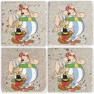 LuckyLinde »Asterix und Obelix mit Idefix Fliesen Steine« Asterix Set Topfuntersetzer Naturstein, Untersetzer, 10x10x1cm,