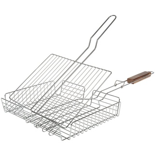 I Love BBQ – Grillroste für Grill und Smoker – doppeltes Grillrost, verstellbar, rechteckiger Grillrost, Grillrost – Material: verchromter Stahl – Maße: 31 x 23 cm – Grillkorb