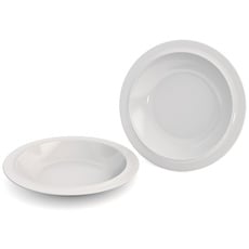 Ornamin Teller tief Ø 22 cm weiß 2er-Set Melamin (Modell 505) / Kunststoffteller, Speiseteller, Suppenteller