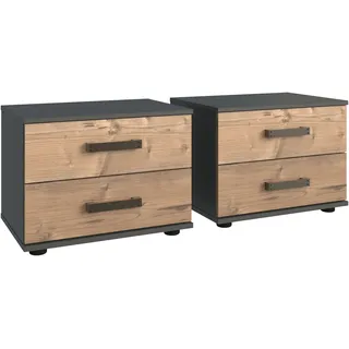 WIMEX "Stockholm, Nachtkommode 52cm breit, Made in Germany", Industrial Look, 2 Höhen zur Auswahl, einzeln oder im 2er Set, graphitfarben, edeltannenfarben),
