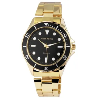 Herren Armbanduhr 44 mm Edelstahl Edelstahlarmband Quarz Herrenuhr Uhr Gold Edel