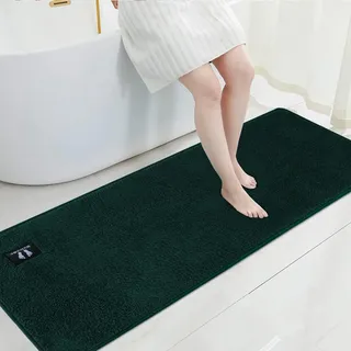 RTBQJ-AT Badematte rutschfest Badezimmerteppich Groß Mikrofaser Weicher Badvorleger Küchenbodenmatten Maschinenwaschbar Öko-Tex 100 Zertifiziert 40x120cm, Dunkelgrün