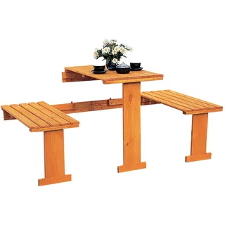 Promadino Balkonmöbel-Set 3-tlg. Kiefernholz natur klappbar