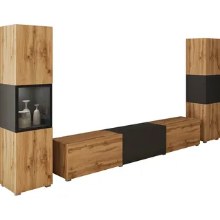 Home Affaire INOSIGN Wohnwand »BERLIN III, Vitrine Türschlag links/rechts wechselbar« Komplett-Set, 3 Stk. tlg., schwarz