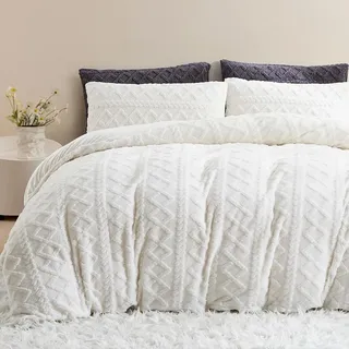 AShanlan Flanell Bettwäsche 200x200 cm Winter Warme Bettbezug Set Weiß | Oeko-TEX Winterbettwäsche, Cashmere Touch, Flauschig Fleece, Bettbezug 200x200 mit 2 Kissenbezug 80x80cm, Reißverschluss