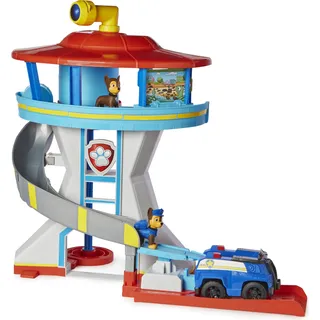 PAW Patrol , Lookout Tower, Hauptquartier Spielset mit 1 Chase Basis Fahrzeug, 2 Chase Figuren und Zubehör, Auto & Stadt, 3 Jahr(e), Mehrfarbig - Blau