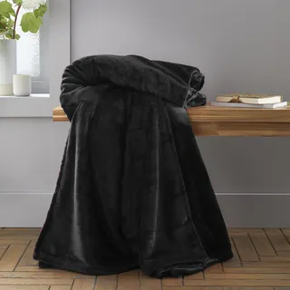 Catherine Lansfield Extra großer Raschel-Samt, Polyester, Schwarz, 200x240cm