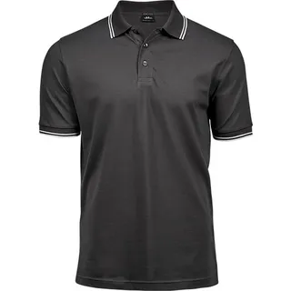 Tee Jays Herren Poloshirt, gestreift BC4042 (L) (Dunkelgrau/Weiß) - Dunkelgrau