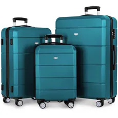LUGG Reisekoffer-Set – Jetset 3-teiliges Hartschalengepäck, 50,8 cm 63,5 cm, 29 stark und leicht mit sicherem TSA-Schloss, glatte 360°-Räder, Innentaschen, von Fluggesellschaften zugelassen, blaugrün,