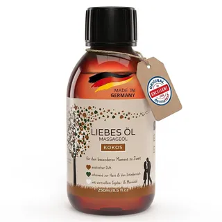 MakeLove Massageöl Kokos 250ml – Sinnliches Erotik Liebesöl für Paare | Dermatest „Sehr Gut“: Sinnliches Massageöl für Paare – mit Mandel- & Jojobaöl, extrem gleitfähig & Made in Germany.