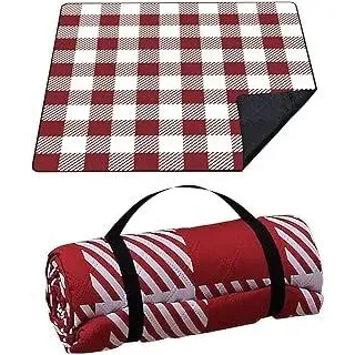 Picknickdecken 200x200 cm ,extra große Picknickdecke, Machine washable Camping Decke, Picknick decke Wasserdicht, Decke Outdoor, Faltbar Strandmatte mitSchultergurt,ideal für Strand Park79’’x79’ ’ROT