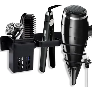 ENCOUN Haartrocknerhalter, Fönhalter Ohne Bohren, Haartrocknerhalter mit Kabelhalter, Multifunktional Fönhalter, Badorganizer Multifunktional für Hotel Baderzimmer Wohnzimmer Barbershop