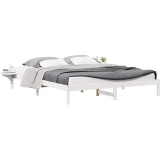 vidaXL Bettgestell mit Nachttischen Weiß 180 x 220 cm - Weiß