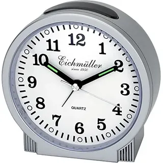 Eichmüller Wecker mit schleichender Sekunde ohne lästiges tick/tack - kein Ticken - (silbersilber)