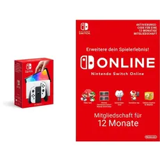 Nintendo Switch (OLED-Modell) Weiss + Switch Online Mitgliedschaft - 12 Monate (Nintendo Switch Download Code)