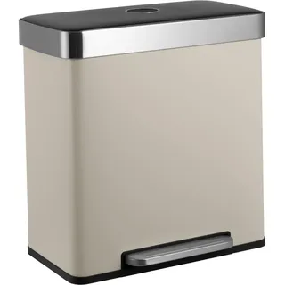 SVITA LT2X30 Mülleimer 60l Treteimer Tretmülleimer Abfalleimer 2 Fächer freistehend mit Deckel inkl. Inneneimer Taupe - Taupe