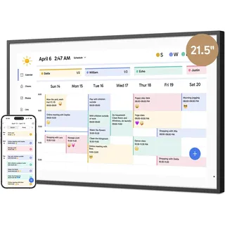 Dragon Touch 21.5 Zoll Digitaler Kalender Wand - 1920 * 1080 FHD Elektronischer Wandkalender Familienplaner mit 32GB Speicher und Wandhalterung, Touchscreen Intelligenter Tischkalender-Schwarz