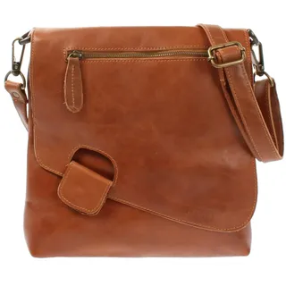 LECONI Umhängetasche Damen-Tasche Crossbag Büffel-Leder Natur Schultertasche Vintage-Look Ledertasche Frauen + Herren Handtasche aus Echt-Leder 29x29x6cm cognac LE3027-buf