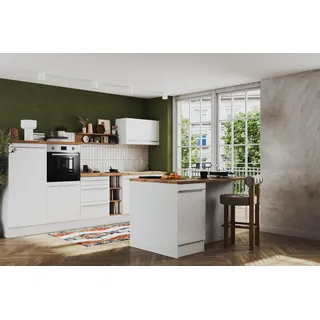 Respekta Inselküche 320 cm Weiß Hochglanz