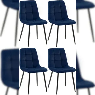 CLP Esszimmerstuhl Tilde Samt Blau 4er Set