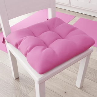 PETTI Artigiani Italiani - Kissen für Küchenstühle, Set mit 6 Kissen für Küchenstühle, Stuhlhussen aus Baumwolle mit Bändern, Fuchsia, 100% Made in Italy