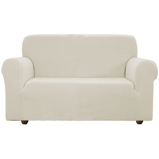 EBETA E Elastisch Sofa Überwürfe Sofabezug, Stretch Sofahusse Sofa Abdeckung Hussen für Sofa, Couch, Sessel 2 Sitzer (Cremefarbe, 145-185 cm)