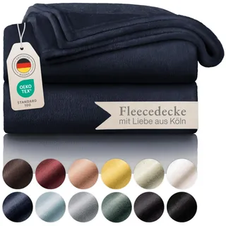 Blumtal Kuscheldecke flauschig - Oeko-TEX zertifizierte Fleecedecke 130x150 cm - Wohndecke 130x150 cm - Decke Couch als Wohn- & Kuscheldecke - Flauschdecke - Kuscheldecke Sofa- Decke Blau 130x150