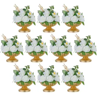 Inweder Metall Blumenvase für Tischdekoration: 10 Stück Vintage Gold Hochzeit Blumenarrangement Pot Vase für Blumen Kleiner Pflanzentopf Pflanzer Schüssel für Party Event Geburtstag Heimdeko