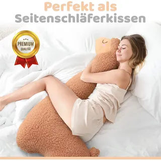Engelshof Alpaka Seitenschläferkissen Kuscheltier Braun 75cm - Braun