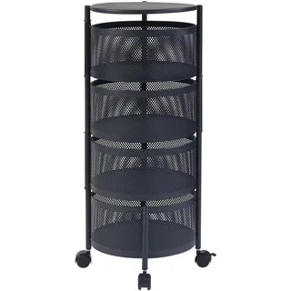 [en.casa] Rollwagen Steigen Servierwagen mit 4 Ebenen 74,5xØ33cm Schwarz - Schwarz