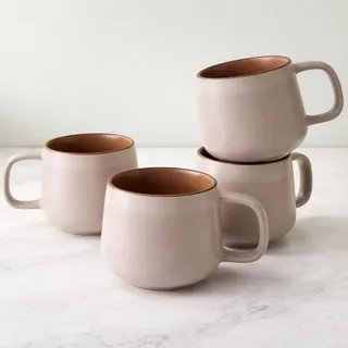 Keramik-Kaffeetassen 4er-Set, 240 ml – Steingut-Tassen im skandinavischen Design – Kaffeetasse groß, Teetassen & Mugs – Für Kaffee & Tee – Mikrowellen- & Spülmaschinengeeignet - Rosensand
