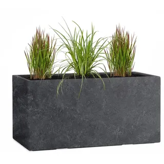 Pflanzwerk® Pflanzkübel TUB Lava Anthrazit 45x100x45cm XXL – Rechteckig – Großer Fiberglas Blumenkübel für außen und innen - Frostbeständig - UV-Schutz – Markenqualität