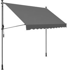 SONGMICS Klemmmarkise, 250 x 130 cm, Balkonmarkise, höhenverstellbar, mit Handkurbel, Sonnenschutz, für Balkon, Terrasse, Garten, anthrazit GSA253G02