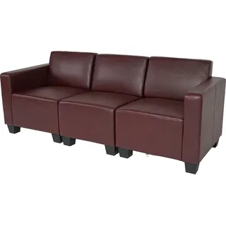 Modular 3-Sitzer Sofa Couch Lyon, Kunstleder rot-braun - Braun