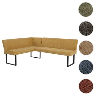 Eckbank HWC-O82, Esszimmerbank Bank, Öko-Tex (310g/m2) Chenille Stoff/Textil Metall 159x210cm ~ senf
