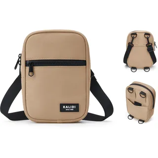KALIDI Unisex Umhängetasche,Herren & Damen Klein Crossbody Bag Damen Nylon Wasserdichter Herren Schultertasche Handytasche zum Umhängen für Freizeit Reisen Job(Braun)