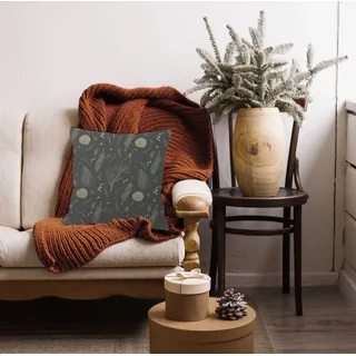 Queence Nüsse Dekokissen 40 x 40 cm Schwarz