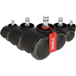 HJH Office 5x Hartbodenrollen 50mm Büro-Stuhl-Rollen für Hartböden (5er Pack)